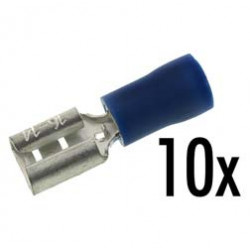 SET - 10 Stück Flachsteckhülsen - blau - teilisoliert 6,3 - Kabelschuh DIN 46245 - für Kabel 2,5 mm²