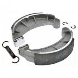 SET Bremsbacken ø124 mm - mit auswechselbarer Zwischenlage + Bremsbackenfeder, Sicherungsscheiben