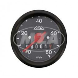  Tachometer mit Beleuchtung, Ring + Skale schwarz, ø 48 mm - S50 - 80 km/h-Ausführung