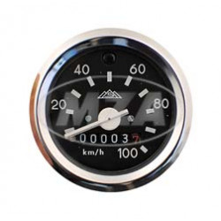 Tachometer mit Beleuchtung und Blinkkontrollleuchte grün - mit Chromring - ø 60 mm - 100 km/h - S51, S53, S70