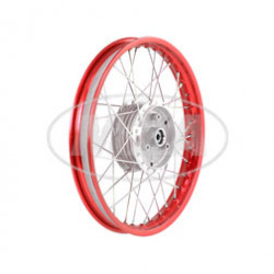 Speichenrad 1,5x16 Zoll Alufelge rot eloxiert und poliert + Edelstahlspeichen Speichenrad 1,5x16 Zoll Alufelge rot eloxiert und poliert + Edelstahlspeichen