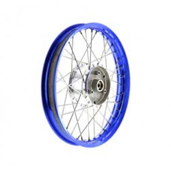 Speichenrad 1,5x16 Zoll Alufelge blau eloxiert + poliert + Edelstahlspeichen + Tuning-Radnabe
