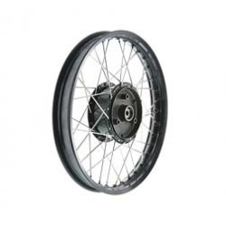Speichenrad 1,5x16 Zoll Alufelge schwarz eloxiert + poliert + Edelstahlspeichen + Tuning-Radnabe schwarz