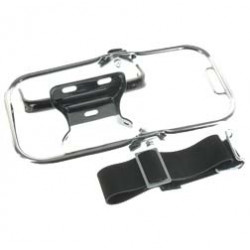 SET Gepäckträger komplett - kurzer Stützbügel, verchromt, Schutzblechhalter in schwarz, Riemen vollständig - für S50, S51, S70