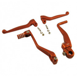 Styling-Set Orange - bestehend aus Brems-/Kupplungshebel und Kickstart-/Fußschalthebel + Schrauben