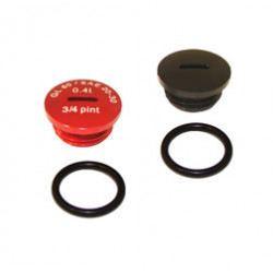 SET Verschlußschraube - Alu schwarz / rot eloxiert mit O-Ringen - für Motor M500-M700