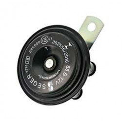 Hupe, Signalhorn - 108 db(A) - schwarz, 12 Volt, 350-420 Hz, ca. Ø76mm - Halter: 52 mm