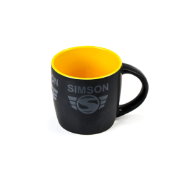 Tasse, Farbe: matt schwarz, gelb - Motiv: "SIMSON"