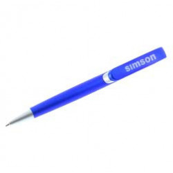 Kugelschreiber - blaumetallic, Drücker, Clipschale und Spitze silber - inkl. 1-fbg. bedruckt - weiß Kugelschreiber - blaumetallic, Drücker, Clipschale und Spitze silber - inkl. 1-fbg. bedruckt - weiß